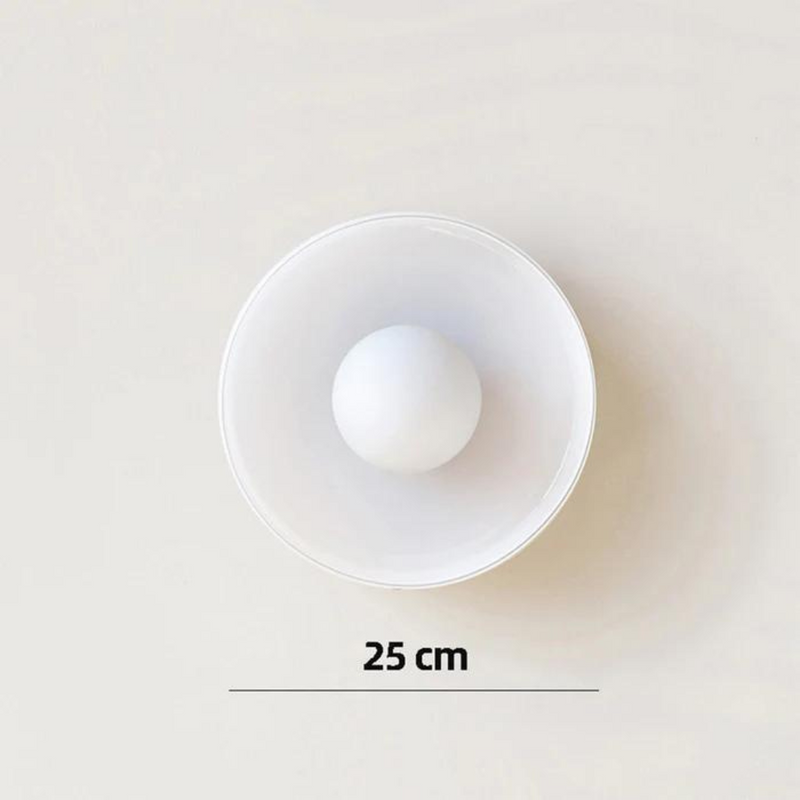 Weiße Deckenleuchte, 25 cm Durchmesser, modernes Design, minimalistisch, Innenbeleuchtung.
