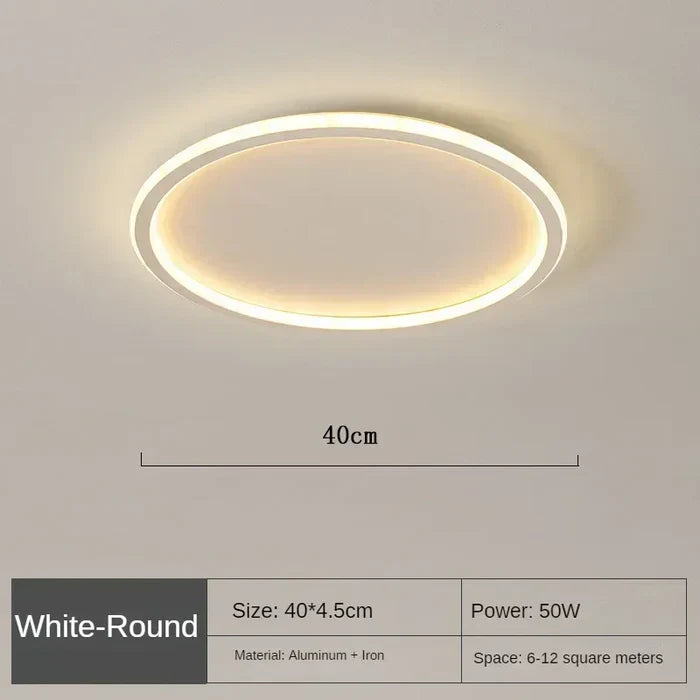 Runde LED-Deckenleuchte, weiß, 40cm, 50W, Aluminium, Eisen, für 6-12m² Räume.
