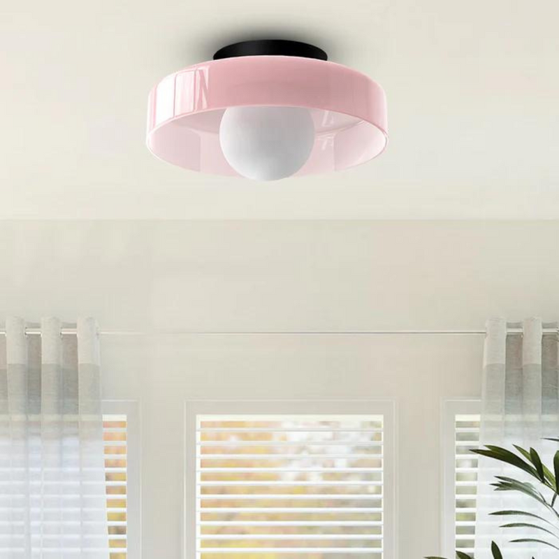 Rosa Deckenleuchte mit rundem Design, moderne LED-Lampe, Wohnzimmerbeleuchtung.