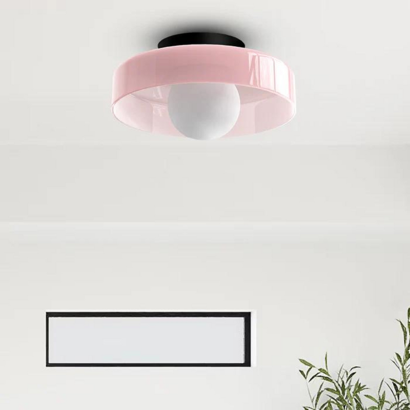 Rosa Deckenleuchte mit rundem Design, moderne LED-Lampe, Wohnzimmerbeleuchtung.