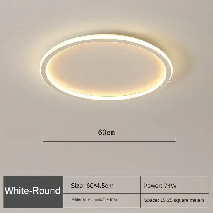 Runde LED-Deckenleuchte, weiß, 60cm, 74W, Aluminium, Eisen, für 15-25m² Räume.