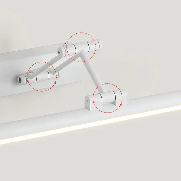 Weiße LED-Wandleuchte mit verstellbarem Arm, modernes Design, energiesparend.