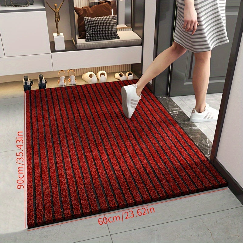 Roter gestreifter Teppich im Flur, rutschfest, 90x60cm, moderne Inneneinrichtung, Fußmatte.