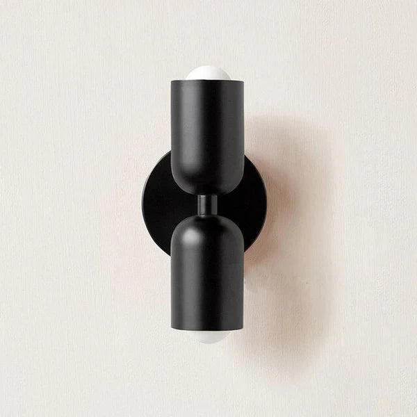 Schwarze Wandleuchte, modernes Design, zylindrische Form, doppelseitig, Innenbeleuchtung.