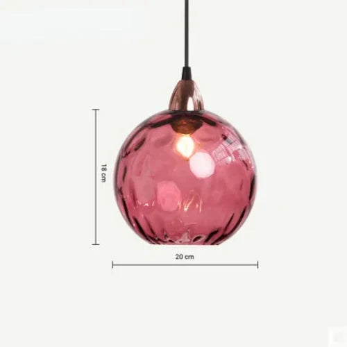 Rosa Glas-Pendelleuchte, rund, 20 cm, modernes Design, Beleuchtung, Inneneinrichtung.