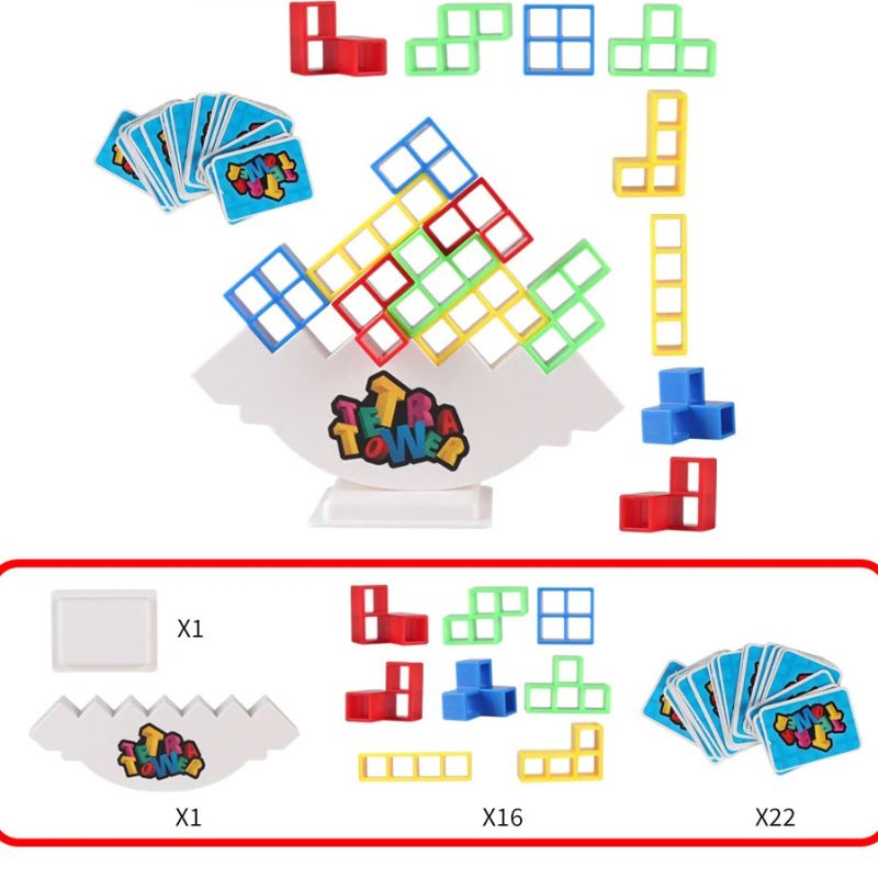 Brettspiel Tetratower, bunte Bausteine, Karten, Balance-Spiel, Kinder, Lernspielzeug