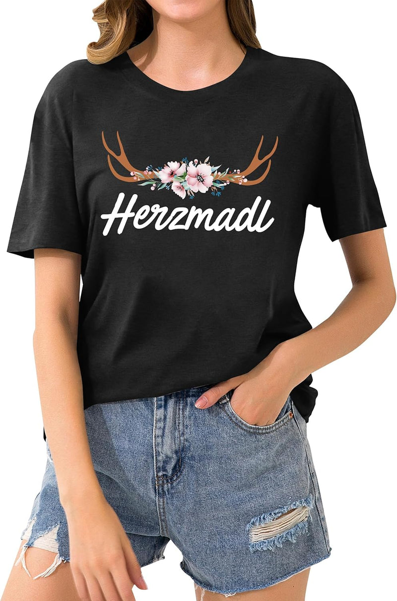Damen Kurzarm Herzmadl T-Shirt – Lena Oktoberfest 2025