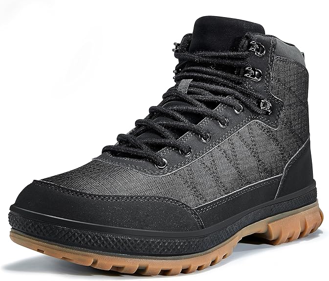 Schwarzer Herren-Wanderschuh, wasserdicht, rutschfest, Outdoor-Stiefel, robustes Design.