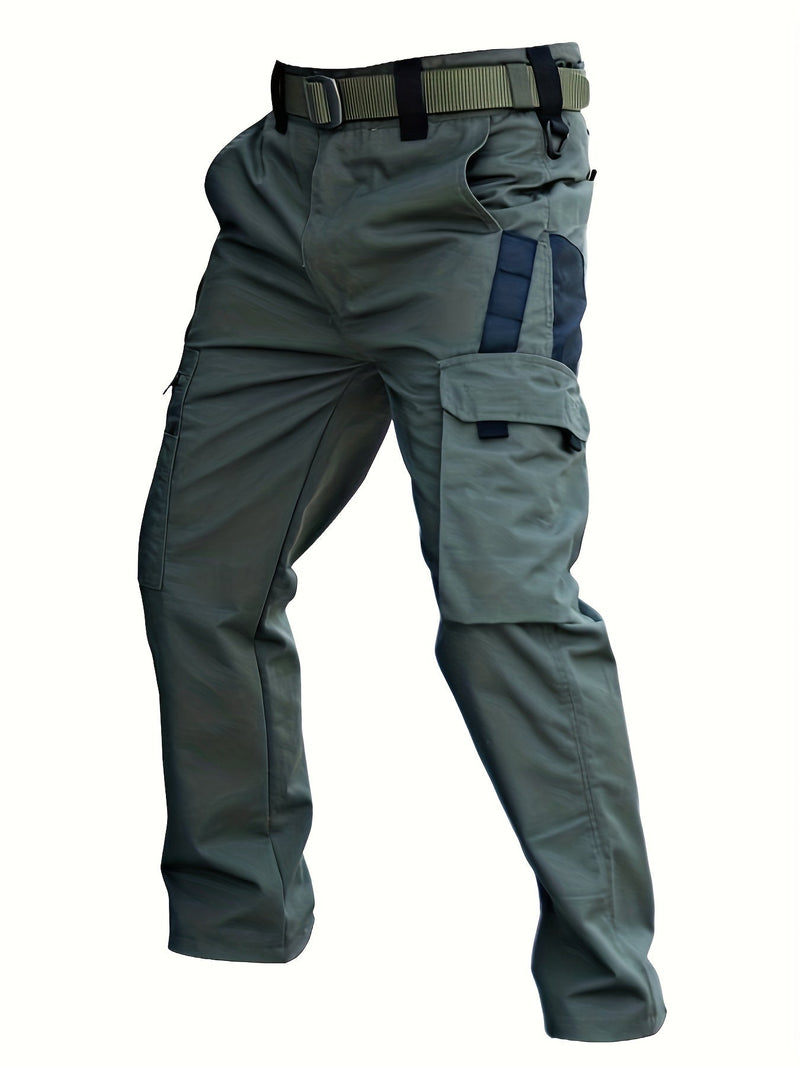Grüne taktische Hose mit Taschen, Gürtel, Outdoor, strapazierfähig, Herrenbekleidung.