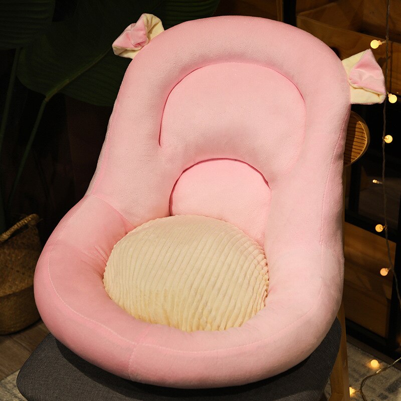 Rosa Baby-Sitzkissen aus Plüsch, ergonomisch, weich, mit Ohren-Design, für Kleinkinder.