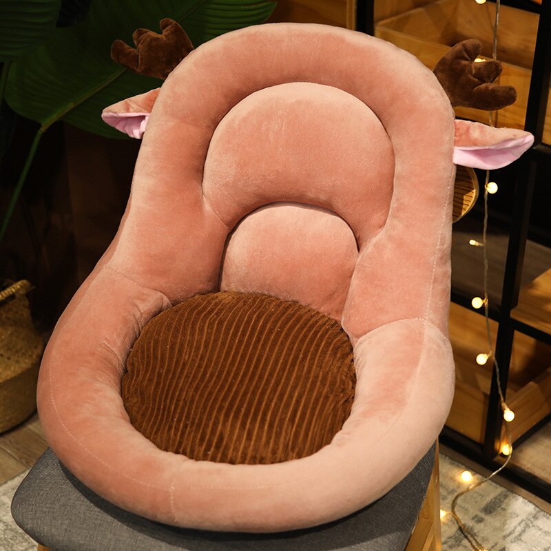 Rosa Baby-Sitzkissen mit Rentiergeweih, Plüsch, bequem, für Kinderzimmer, Dekoration.