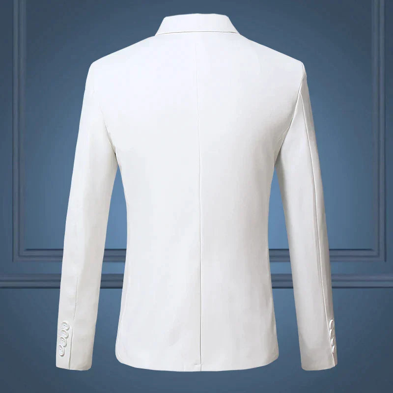 Herren Slim Fit Anzugjacke, weiß, elegant, Business Casual, hochwertige Mode für Männer.