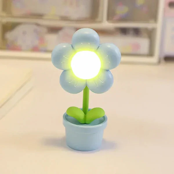 Blaue LED-Blumen-Nachtlampe, dekorative Tischleuchte, Kinderzimmer, Schlafzimmer, Ambiente.