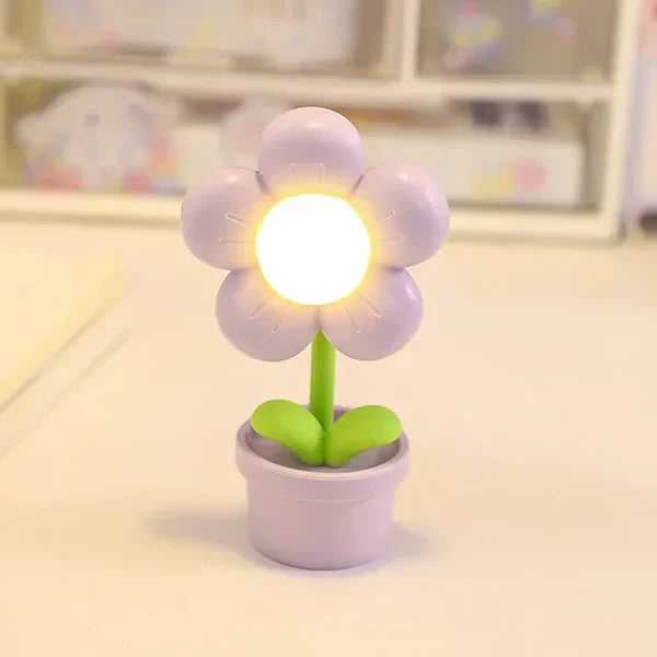 Lila LED-Blumen-Nachtlicht, Tischlampe, Kinderzimmer, Dekoration, Schlafzimmer, Ambiente.