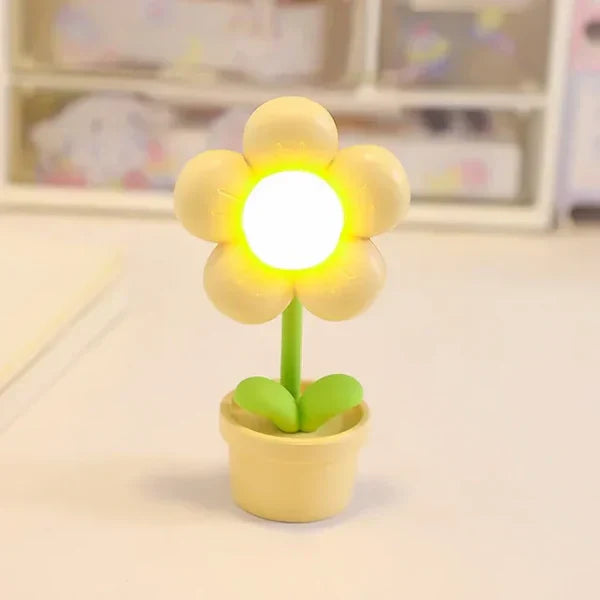 Niedliche LED-Blumen-Nachtlampe, gelb, Tischdekoration, Schlafzimmer, Kinderzimmer.