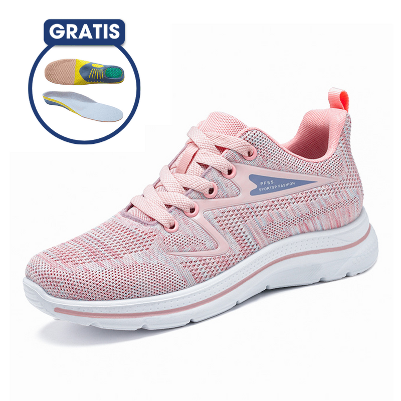 Rosa Damen-Sneaker, atmungsaktiv, mit gratis Einlegesohle, ideal für Sport und Freizeit.