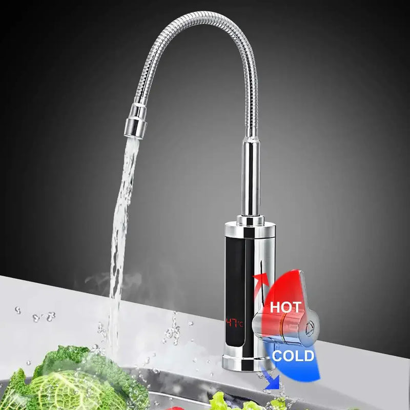 Moderne Küchenarmatur mit LED-Temperaturanzeige, Edelstahl, flexibel, Wasserhahn, Mischbatterie.