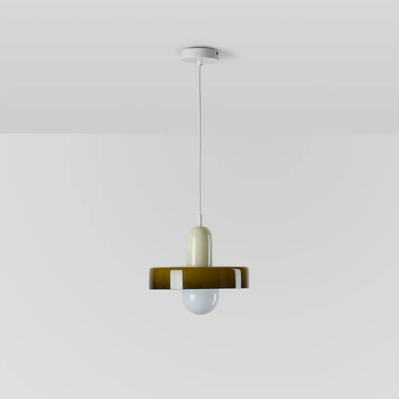 Moderne grüne Pendelleuchte aus Glas, minimalistisch, Deckenleuchte für Wohnzimmer oder Küche.