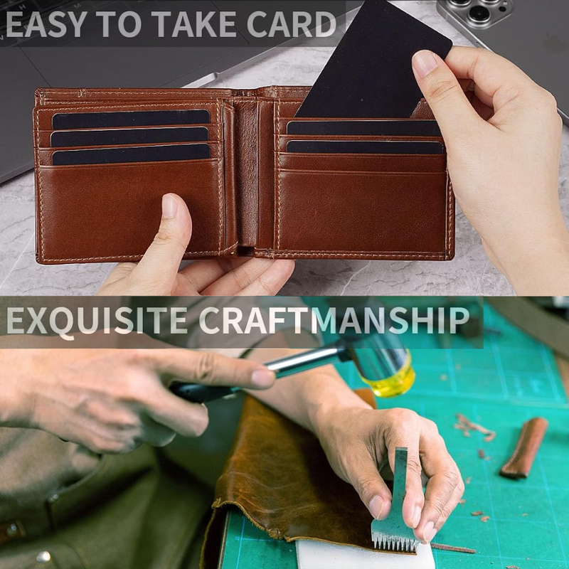 Braune Lederbrieftasche, handgefertigt, mit Kartenfächern, hochwertige Verarbeitung.