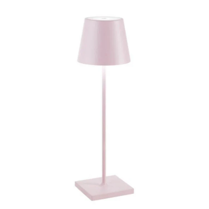 Rosa Tischlampe, modernes Design, Metall, ideal für Wohnzimmer oder Bürobeleuchtung.