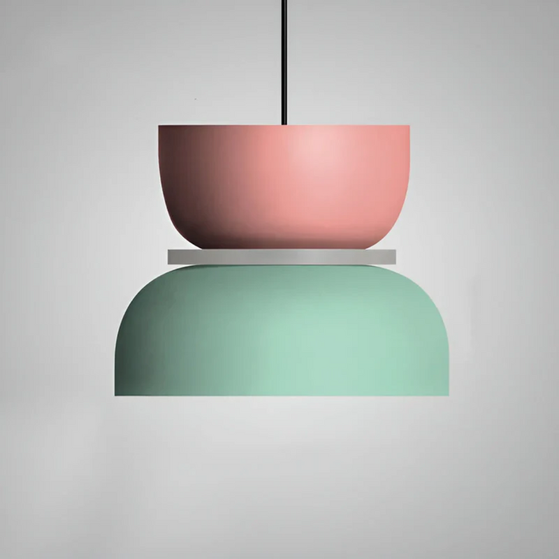 Moderne Hängelampe, rosa und grün, minimalistisches Design, Metall, Inneneinrichtung Beleuchtung