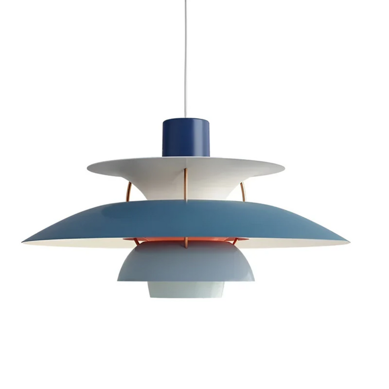 Moderne blaue und weiße Pendelleuchte, skandinavisches Design, Metall, Wohnzimmerbeleuchtung