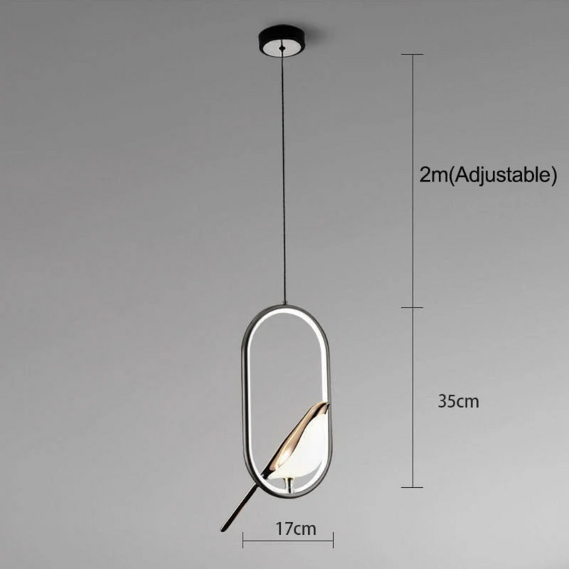 Moderne LED-Pendelleuchte, oval, verstellbar, 2m, 35cm, schwarz-weiß, Innenbeleuchtung.