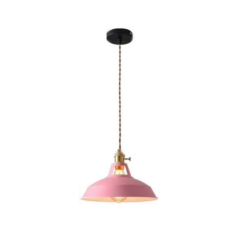 Rosa Hängelampe aus Metall, Vintage-Design, E27-Fassung, für Esszimmer oder Küche.