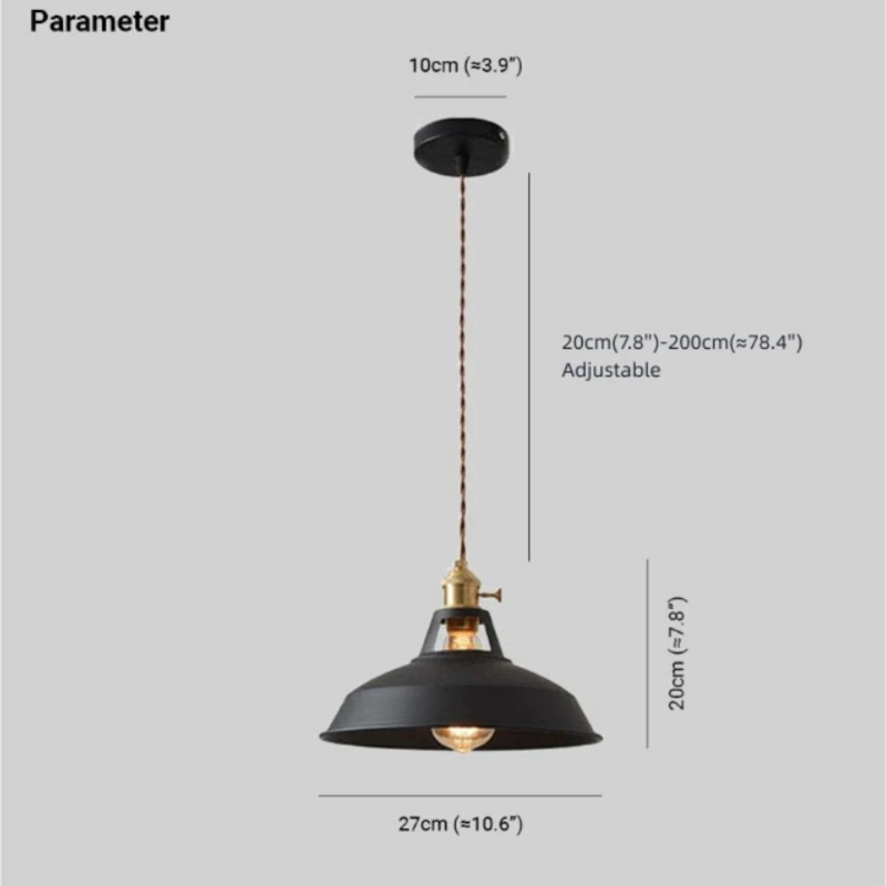 Schwarze industrielle Pendelleuchte, verstellbar, Metall, Vintage-Design, E27-Fassung.