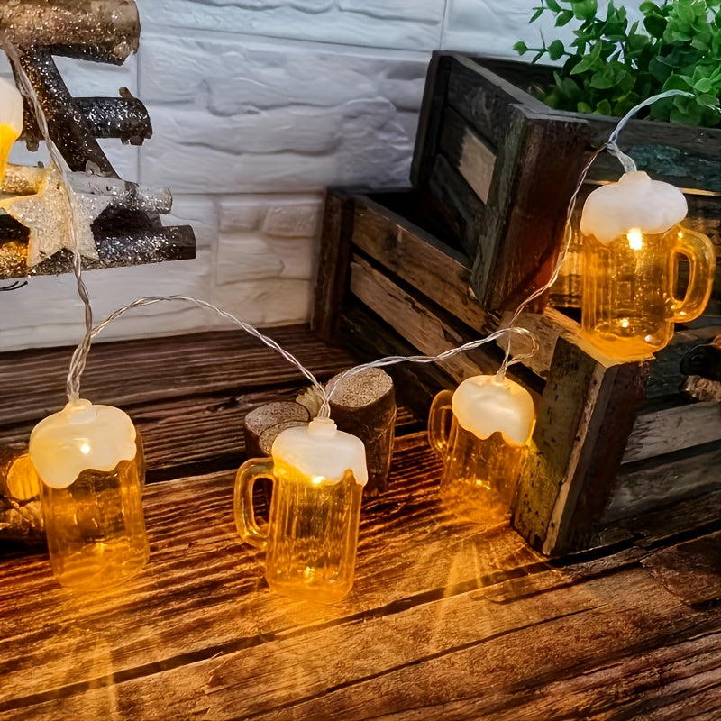 2 Stück LED Bierkrug Lichterkette – LichterBier Oktoberfest 2025