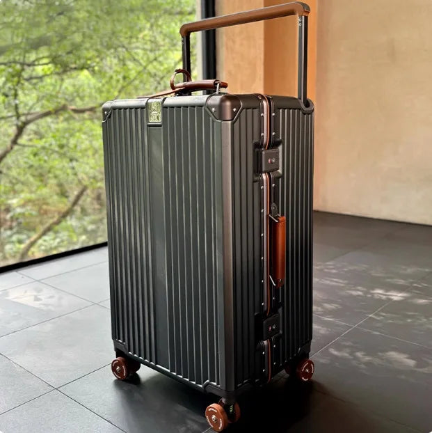 Hartschalen-Koffer | Metallic | TSA-Zahlenschloss | Spinnerrollen-Grau Braun-M (65 L)-Luzern Mode
