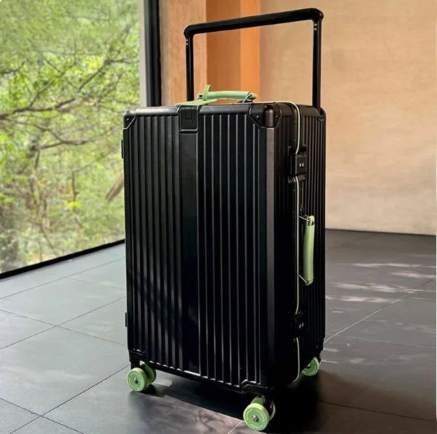 Hartschalen-Koffer | Metallic | TSA-Zahlenschloss | Spinnerrollen-Schwarz Grün-XL (125 L)-Luzern Mode