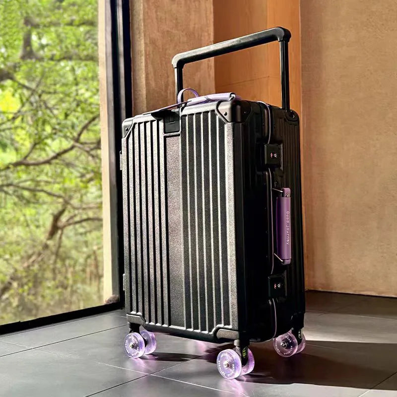 Hartschalen-Koffer | Metallic | TSA-Zahlenschloss | Spinnerrollen-Schwarz Lila-S (39 L)-Luzern Mode