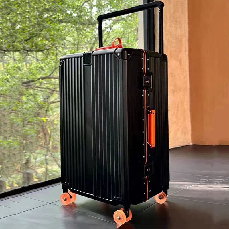 Hartschalen-Koffer | Metallic | TSA-Zahlenschloss | Spinnerrollen-Schwarz Orange-S (39 L)-Luzern Mode