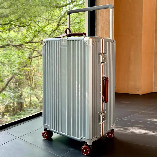 Hartschalen-Koffer | Metallic | TSA-Zahlenschloss | Spinnerrollen-Silber Braun-XL (125 L)-Luzern Mode