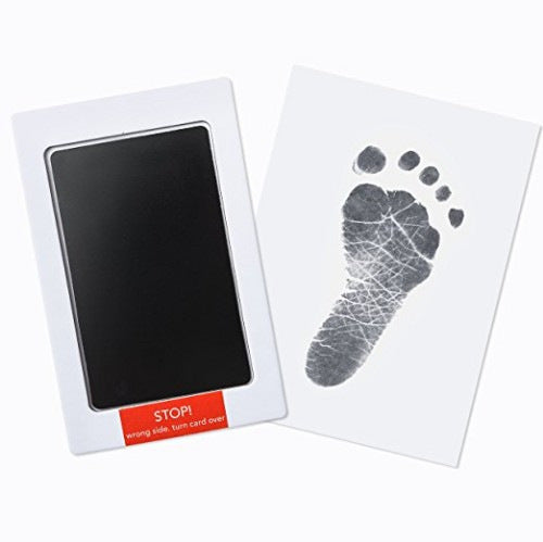 Baby-Fußabdruck-Set, weißer Rahmen, schwarzes Stempelkissen, Erinnerungsstück, DIY-Kit.