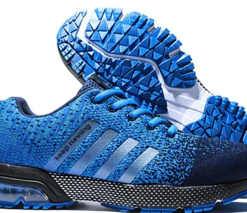 Blaue Laufschuhe mit Profilsohle, atmungsaktiv, für Herren, Sport, Fitness, Outdoor.