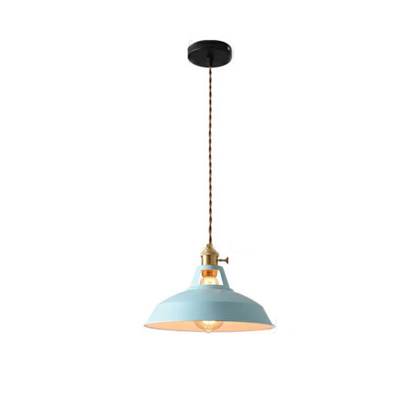 Blaue industrielle Hängelampe, Metall, Vintage-Stil, E27 Fassung, Innenbeleuchtung.