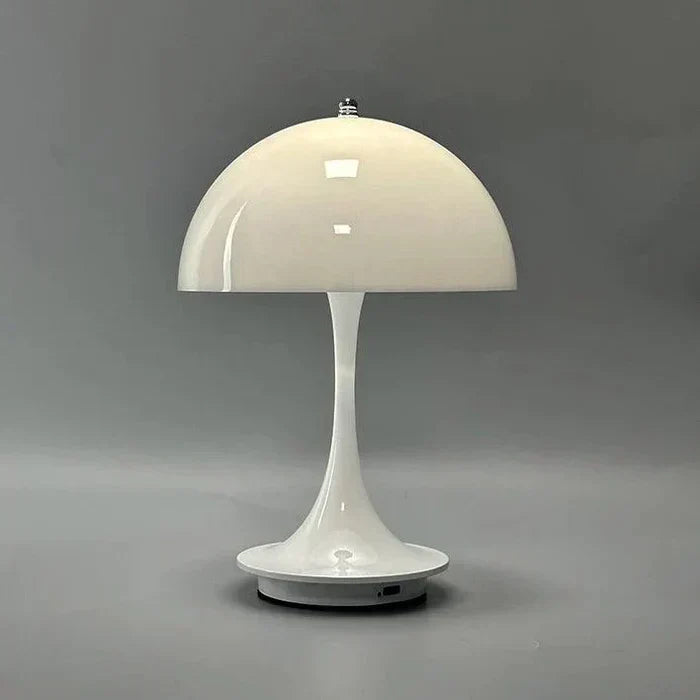 Weiße Pilzlampe aus Kunststoff, modernes Design, Tischleuchte für Wohnzimmer.