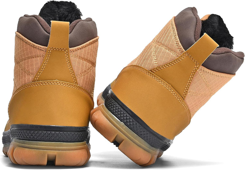 Braune Winterstiefel aus Leder, gefüttert, rutschfeste Sohle, Outdoor-Schuhe für Herren.