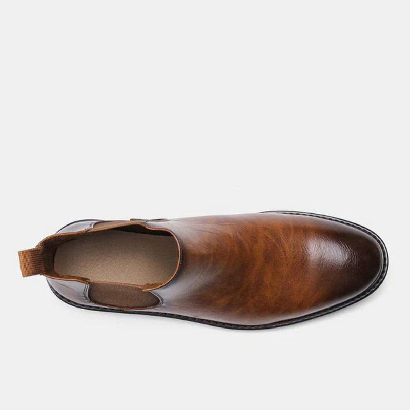 Brauner Lederschuh, Herren, elegant, rutschfest, bequem, modisch, hochwertig, klassisch.