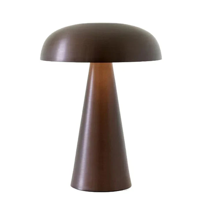 Bronzefarbene Tischlampe, Pilzform, modernes Design, Metall, Innenbeleuchtung.