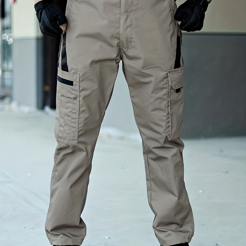 Beige Cargohose für Herren, strapazierfähig, mit Seitentaschen, ideal für Outdoor-Aktivitäten.