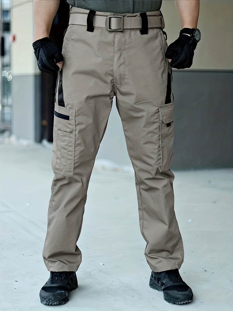 Beige taktische Hose für Herren, mit Taschen, Outdoor, robust, atmungsaktiv, Freizeitkleidung.