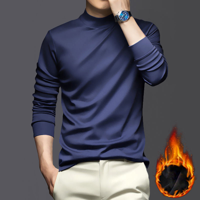 Dunkelblaues Herren-Langarmshirt, elegant, mit Uhr, feuerfest, modisch, stilvoll.