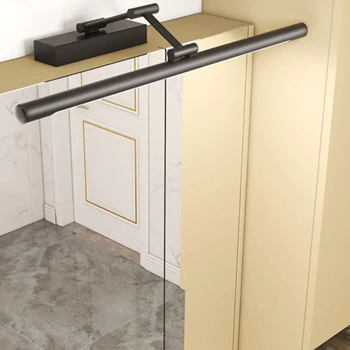 Schwarzer Duschabzieher aus Edelstahl, modern, Badezimmerzubehör, Glasreinigung, minimalistisch.