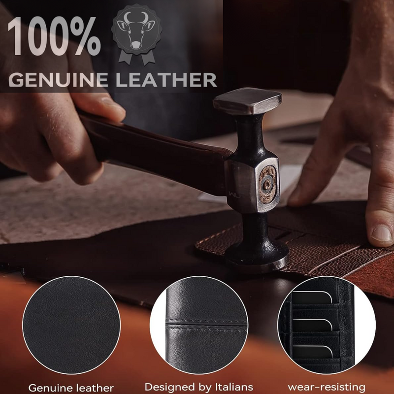 Handwerker bearbeitet 100% echtes Leder, designed in Italien, verschleißfest, hochwertig.