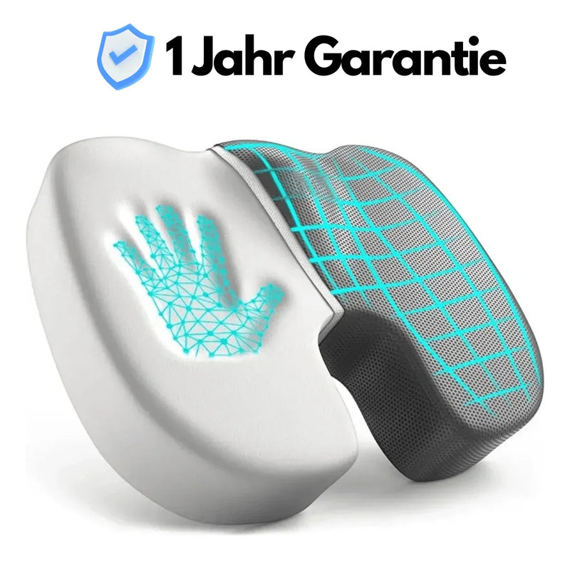 Orthopädisches Memory-Schaum-Kissen, ergonomisch, mit 1 Jahr Garantie, weiß und grau.