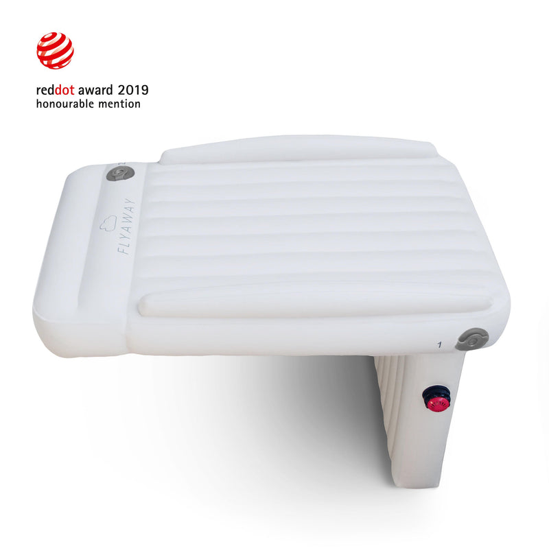 Aufblasbares Kinderbett, weiß, Flyaway, Red Dot Award 2019, Reisebett, komfortabel.