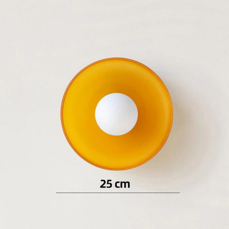 Gelbe Schale aus Keramik, 25 cm Durchmesser, moderne Küchendekoration, minimalistisch.